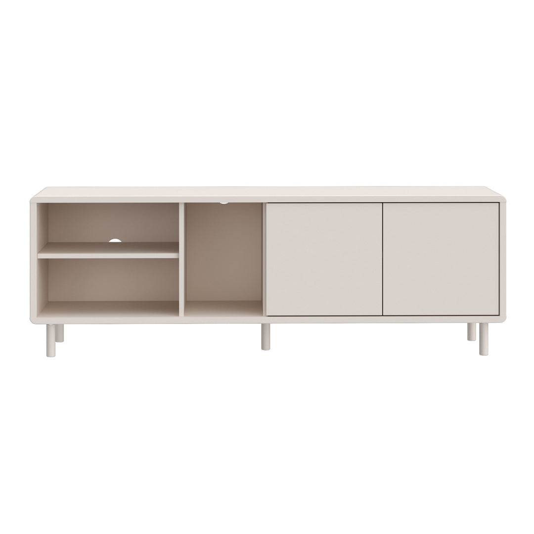 Wooden TV Stand With 2 Doors And Open Shelves - Playly
