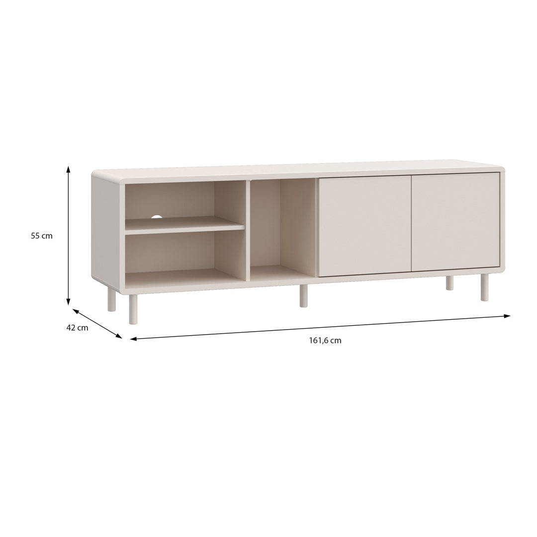Wooden TV Stand With 2 Doors And Open Shelves - Playly