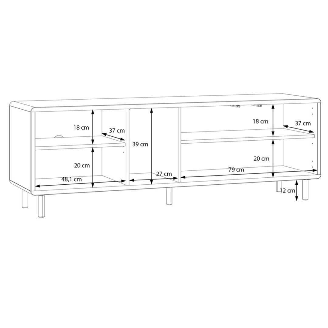 Wooden TV Stand With 2 Doors And Open Shelves - Playly
