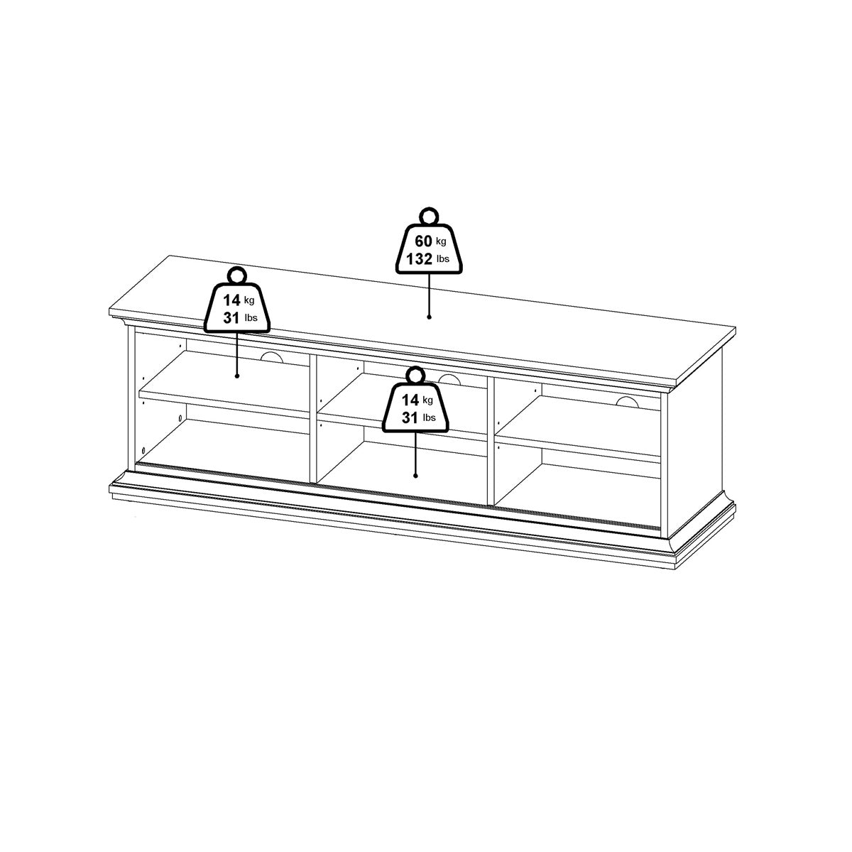 Wooden TV Stand With 2 Doors - Paris
