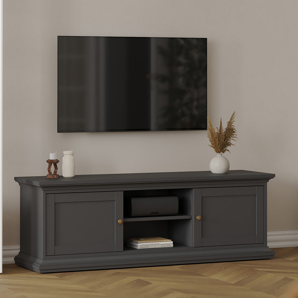 Wooden TV Stand With 2 Doors - Paris