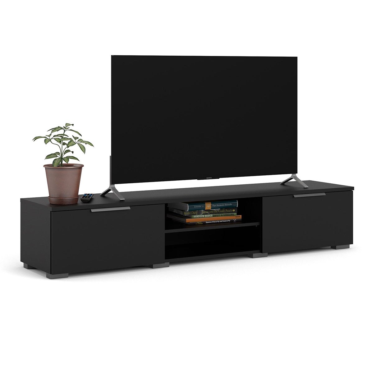 Wooden TV Stand With 2 Drawers And 2 Shelves - Match