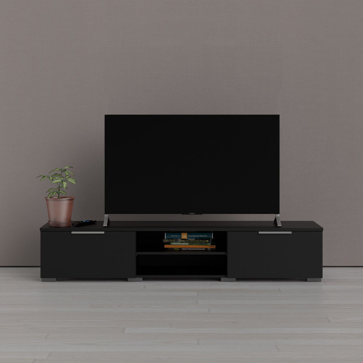 Wooden TV Stand With 2 Drawers And 2 Shelves - Match