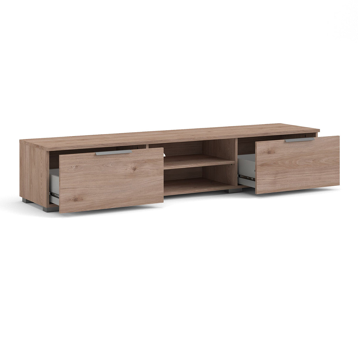 Wooden TV Stand With 2 Drawers And 2 Shelves - Match