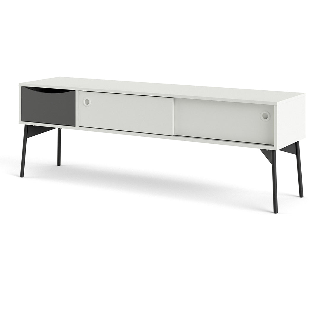 Wooden TV Stand With 2 Sliding Doors And 1 Drawer - Fur