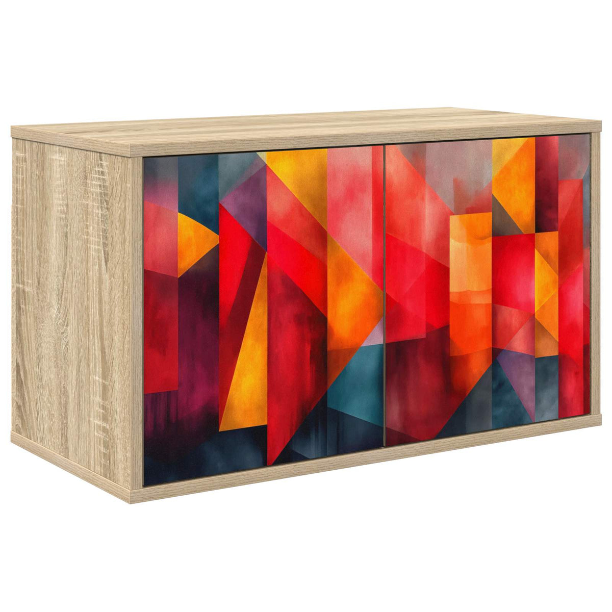 Wooden TV Stand 69cm Wide Wall Hung With 2 Doors - Heesch