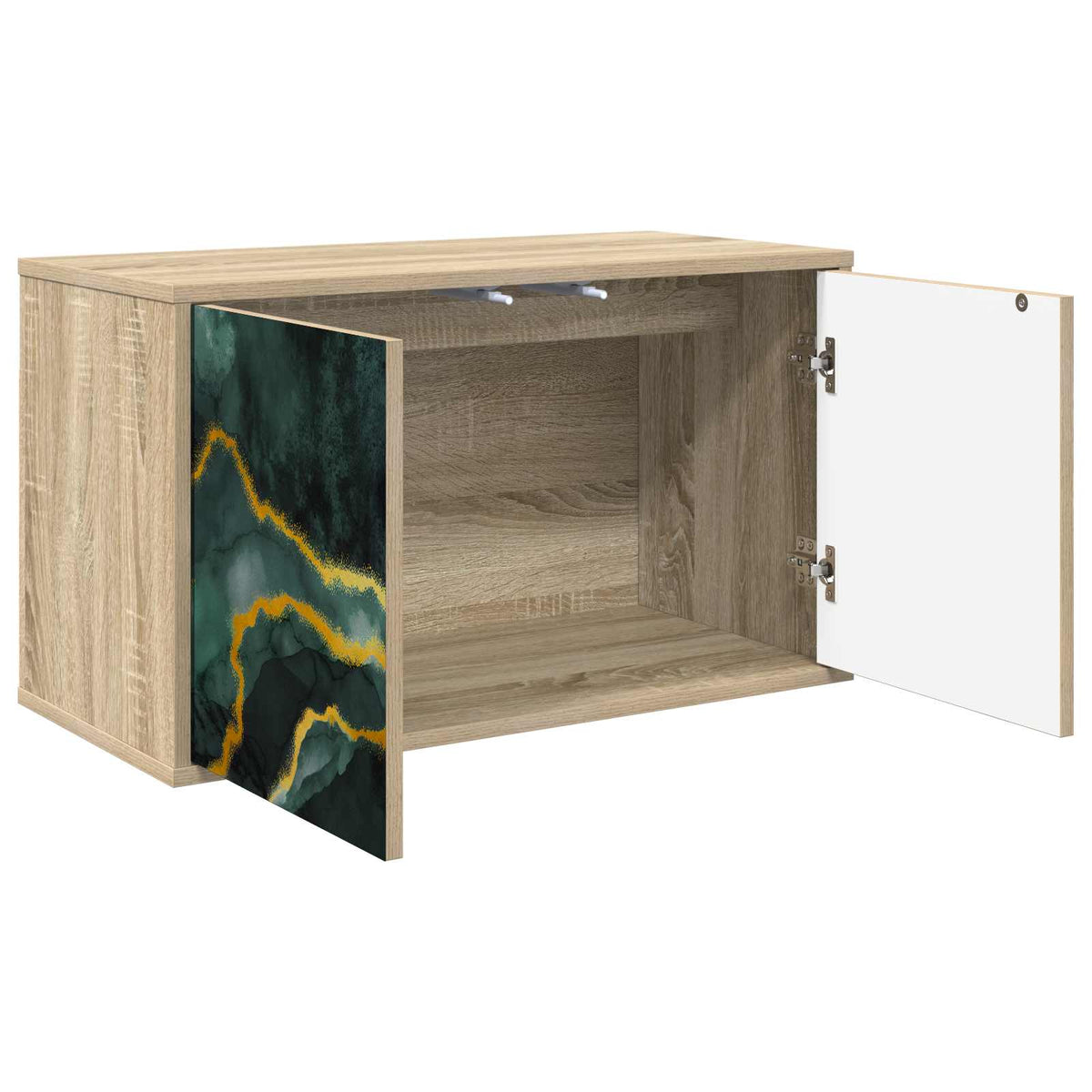 Wooden TV Stand 69cm Wide Wall Hung With 2 Doors - Wijhe