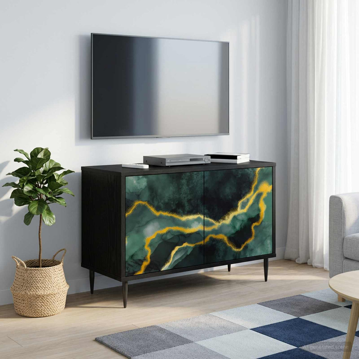 Wooden TV Stand 69cm Wide With 2 Doors And Raised Feet - Wijhe
