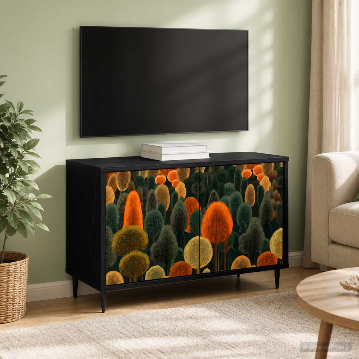 Wooden TV Stand 69cm Wide With 2 Doors And Raised Feet - Zaandam