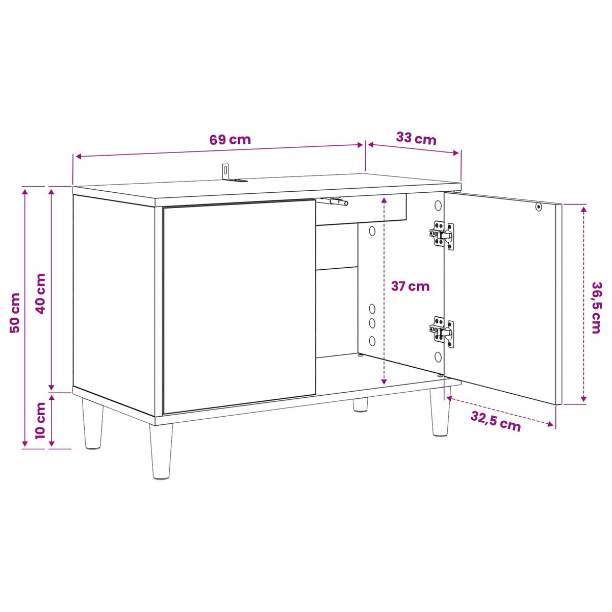 Wooden TV Stand 69cm Wide With 2 Doors - Dokkum