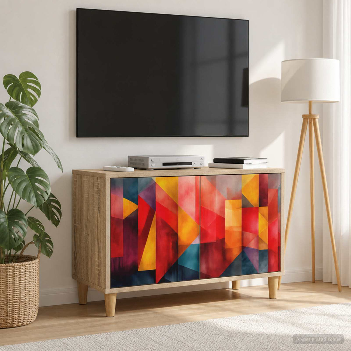 Wooden TV Stand 69cm Wide With 2 Doors - Heesch