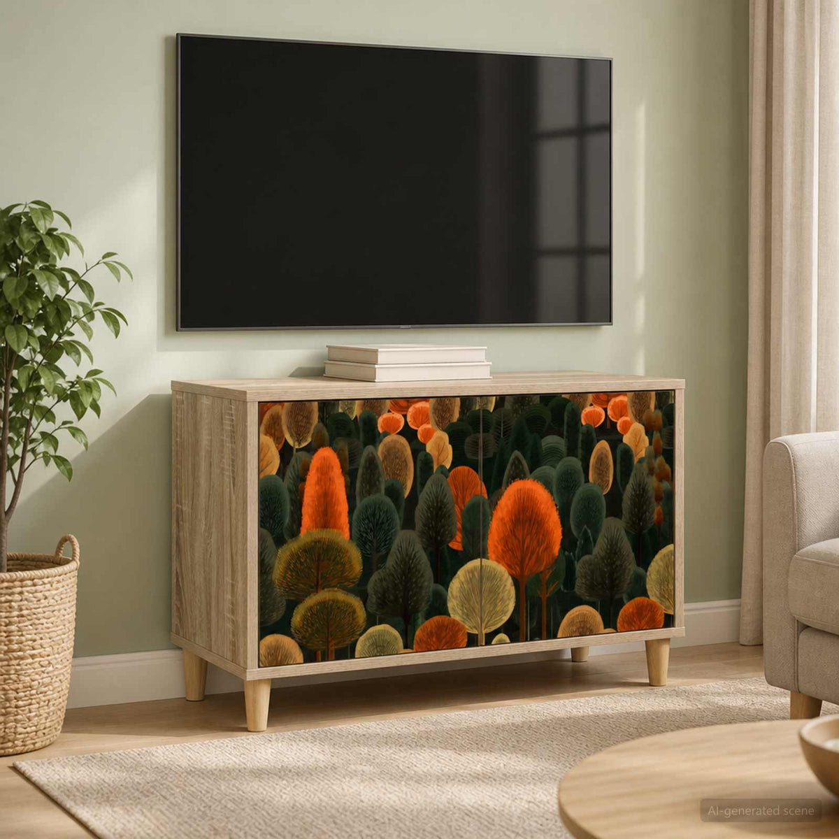 Wooden TV Stand 69cm Wide With 2 Doors - Zaandam
