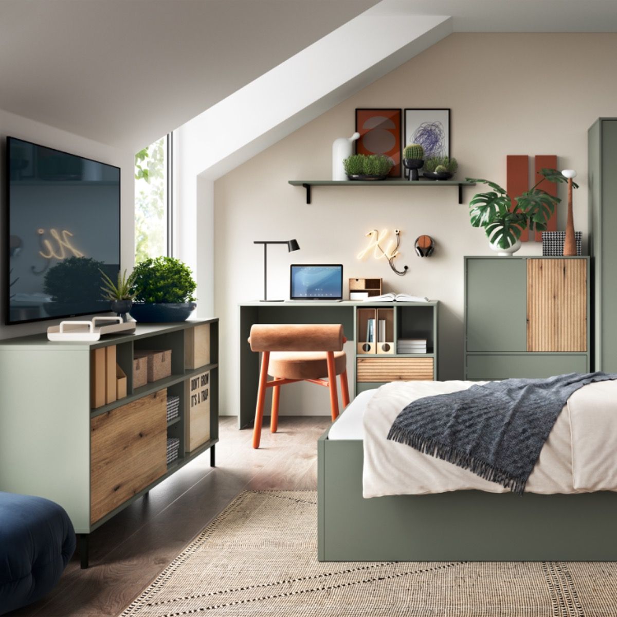 Wooden TV Stand 73cm High With 1 Handless Sliding Door - Darwin