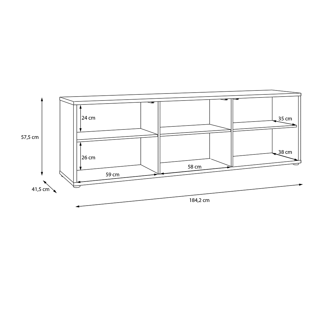 Wooden TV Stand Large With 3 Push-to-Open Doors - Alice Springs