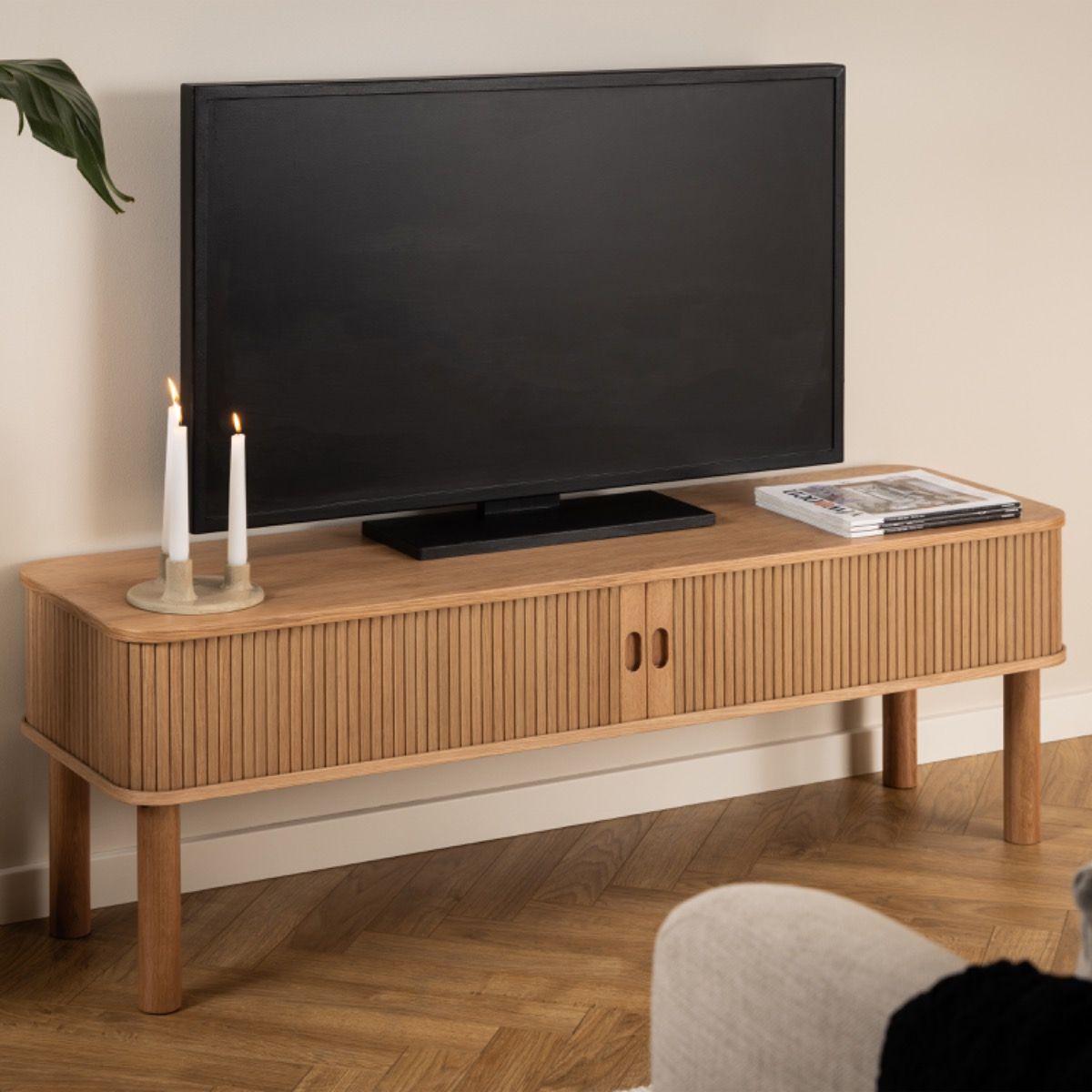 Wooden TV Stand With Sliding Door - Langley