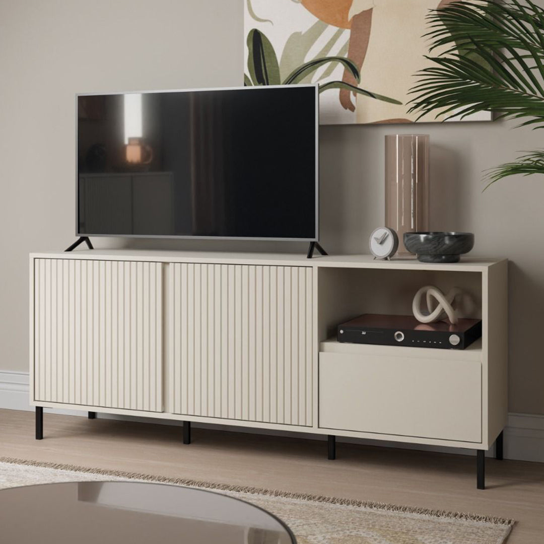 Wooden TV Stand Wide With 2 Doors And 1 Drawer - Avenale