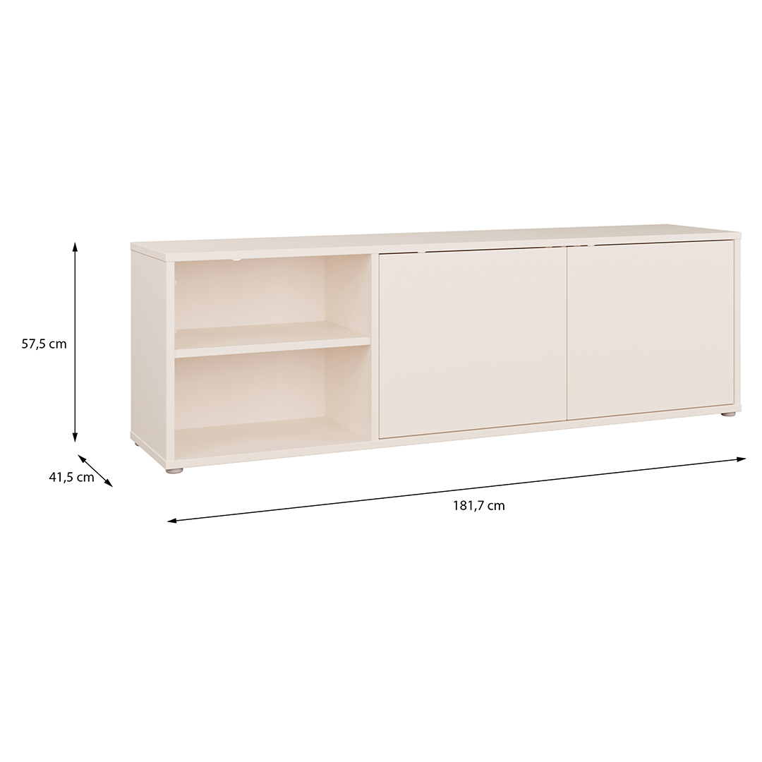 Wooden TV Stand Wide With 2 Push-to-Open Doors And 1 Open Shelf - Alice Springs