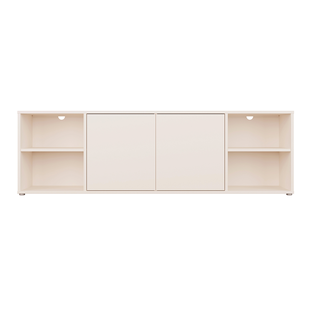 Wooden TV Stand Wide With 2 Push-to-Open Doors And 2 Open Shelves - Alice Springs