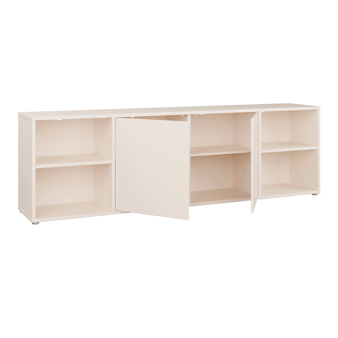 Wooden TV Stand Wide With 2 Push-to-Open Doors And 2 Open Shelves - Alice Springs