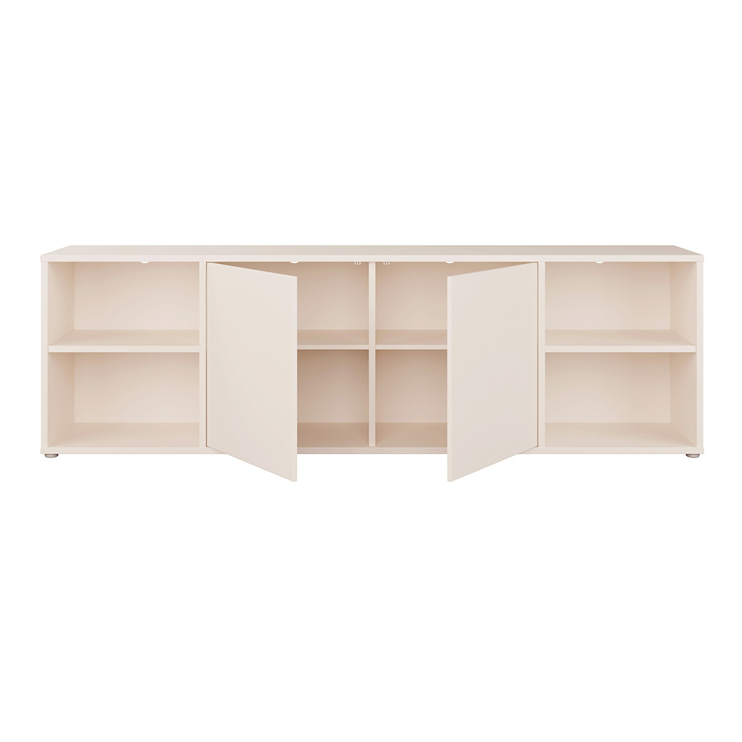 Wooden TV Stand Wide With 2 Push-to-Open Doors And 2 Open Shelves - Alice Springs