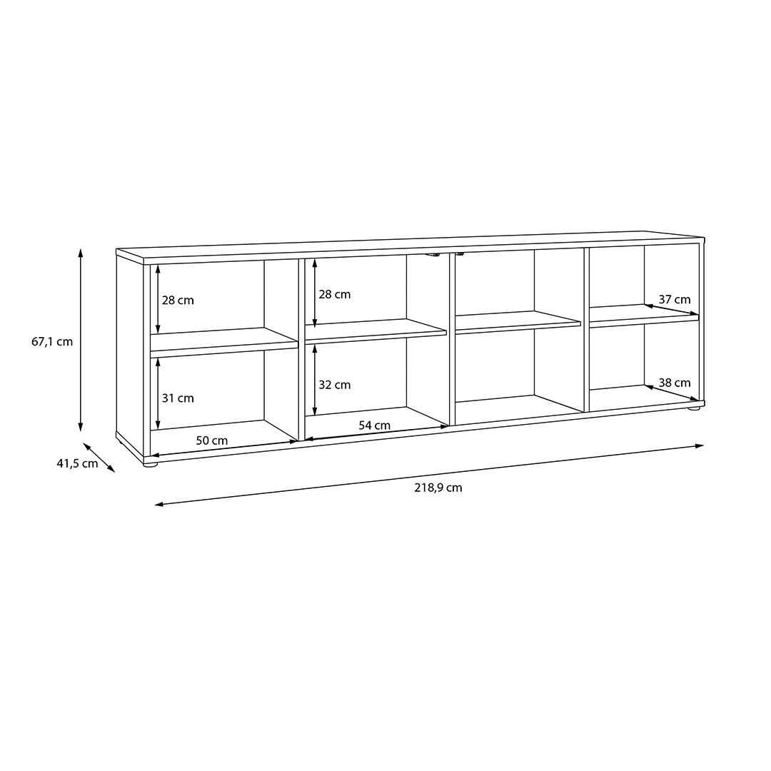Wooden TV Stand Wide With 2 Push-to-Open Doors And 2 Open Shelves - Alice Springs