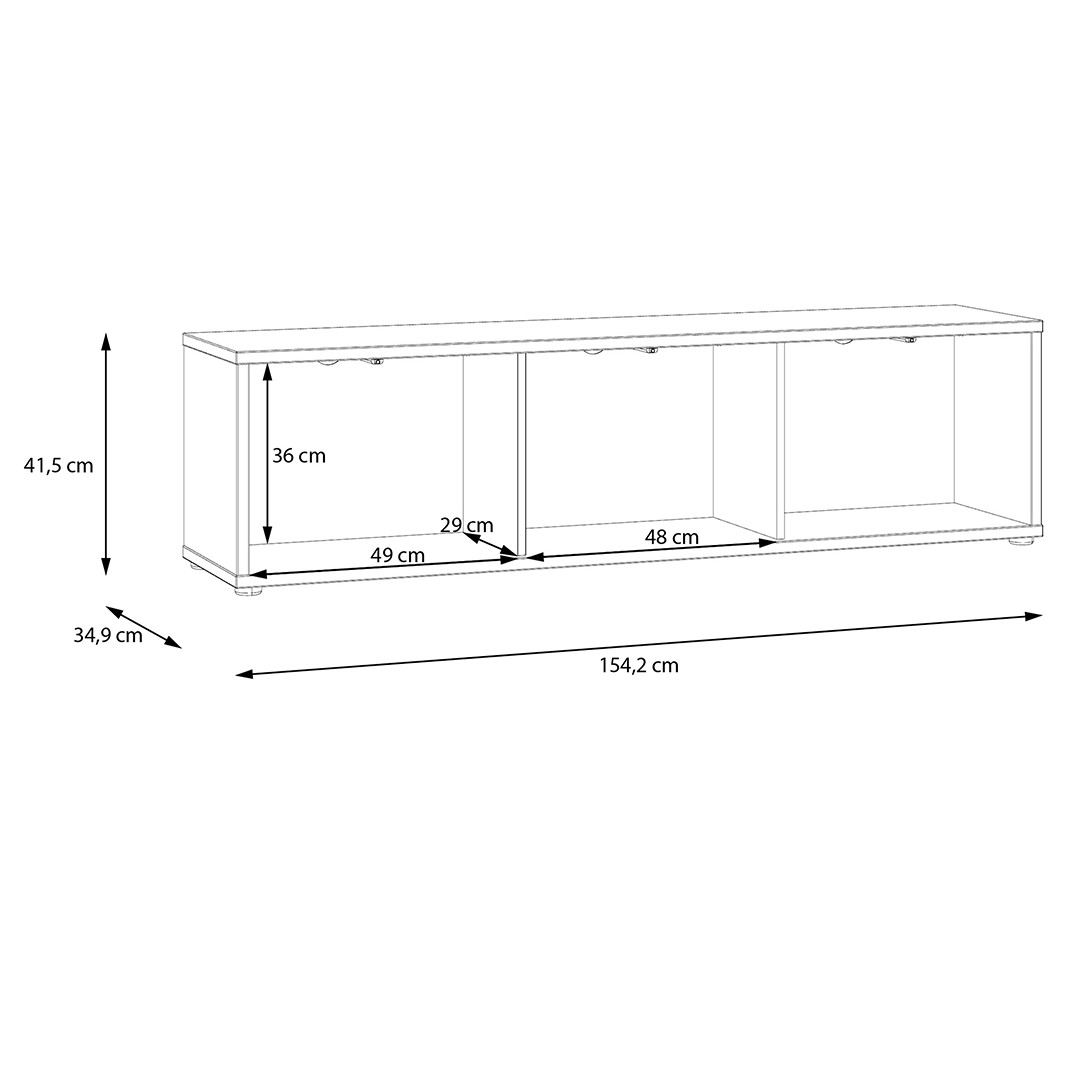 Wooden TV Stand Wide With 3 Push-to-Open Doors - Alice Springs