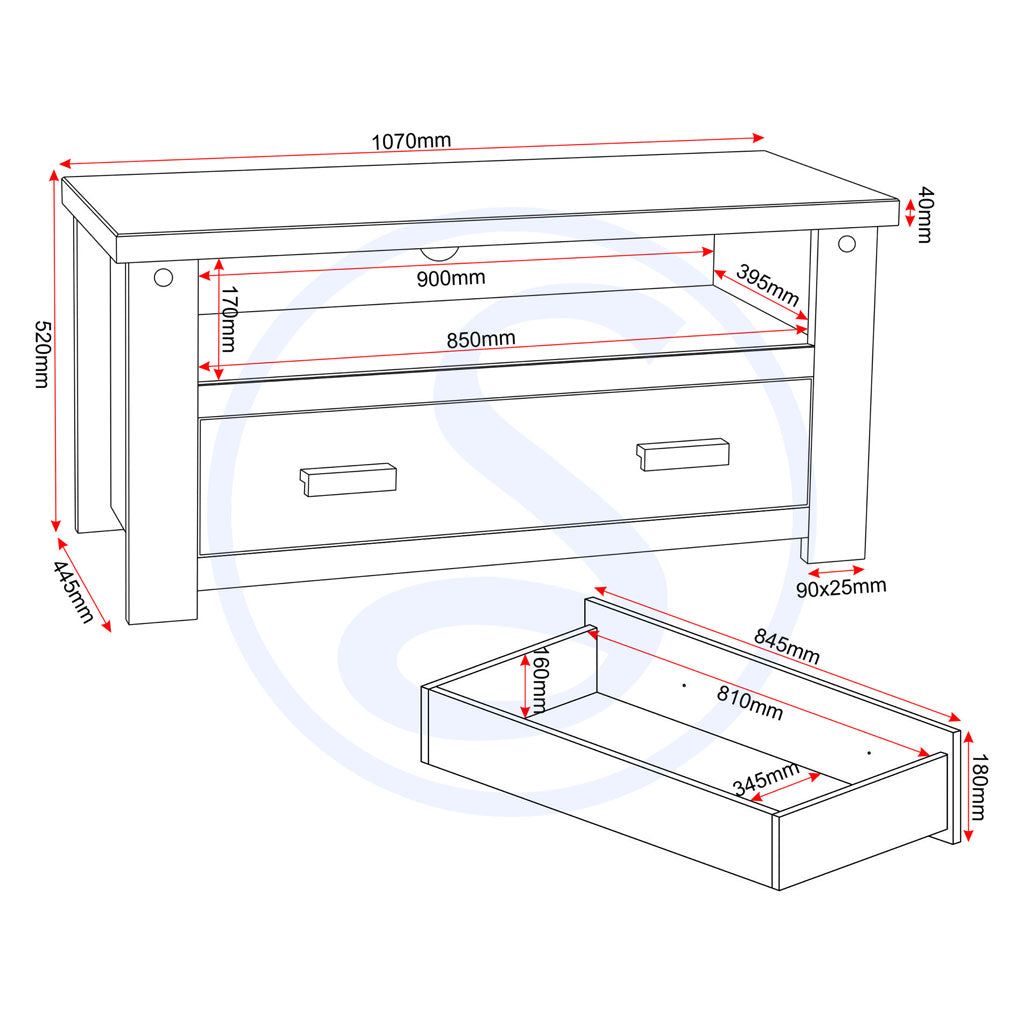 Wooden TV Stand With 1 Drawer - Tortilla