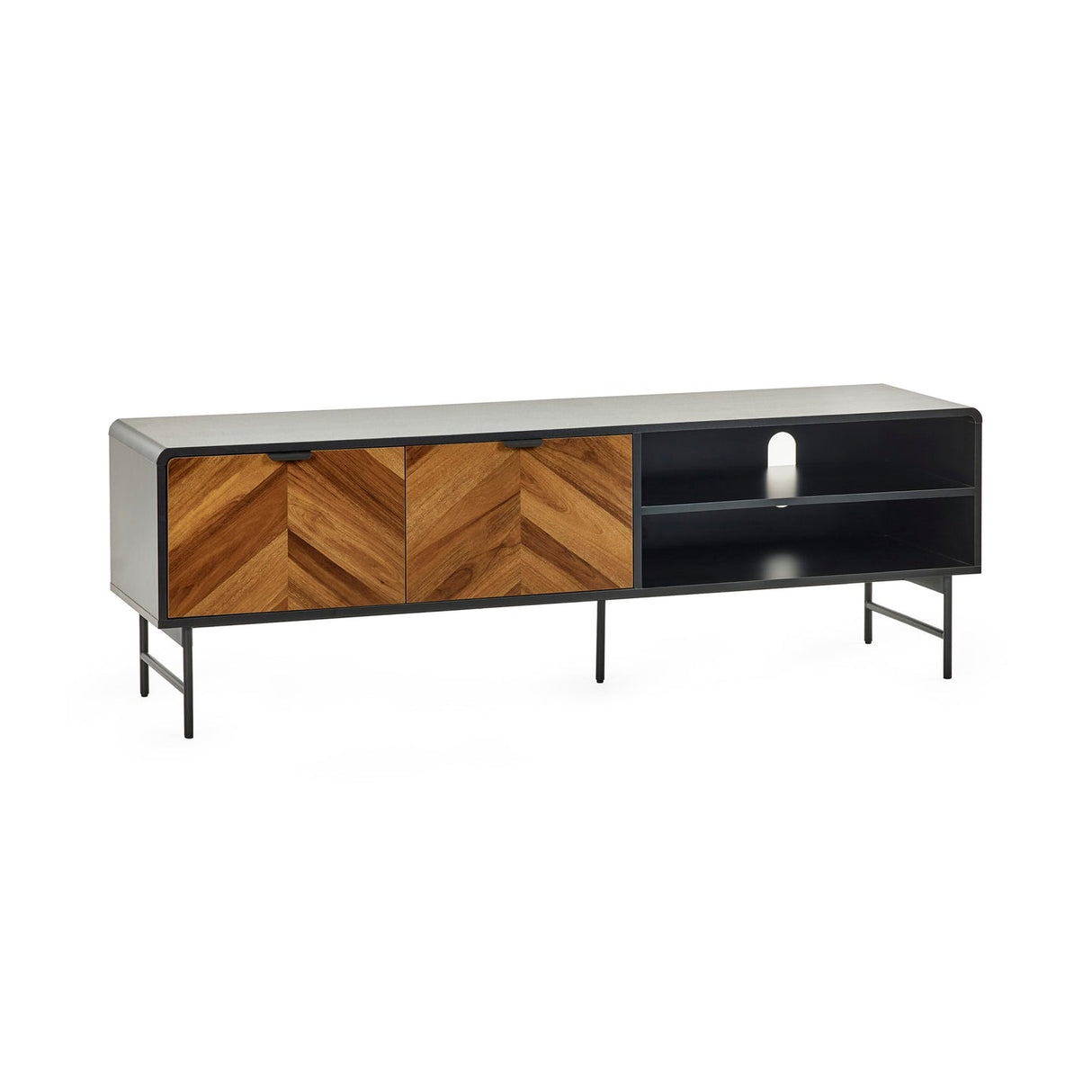 Wooden TV Stand With 2 Doors And 1 Shelf - Alvin