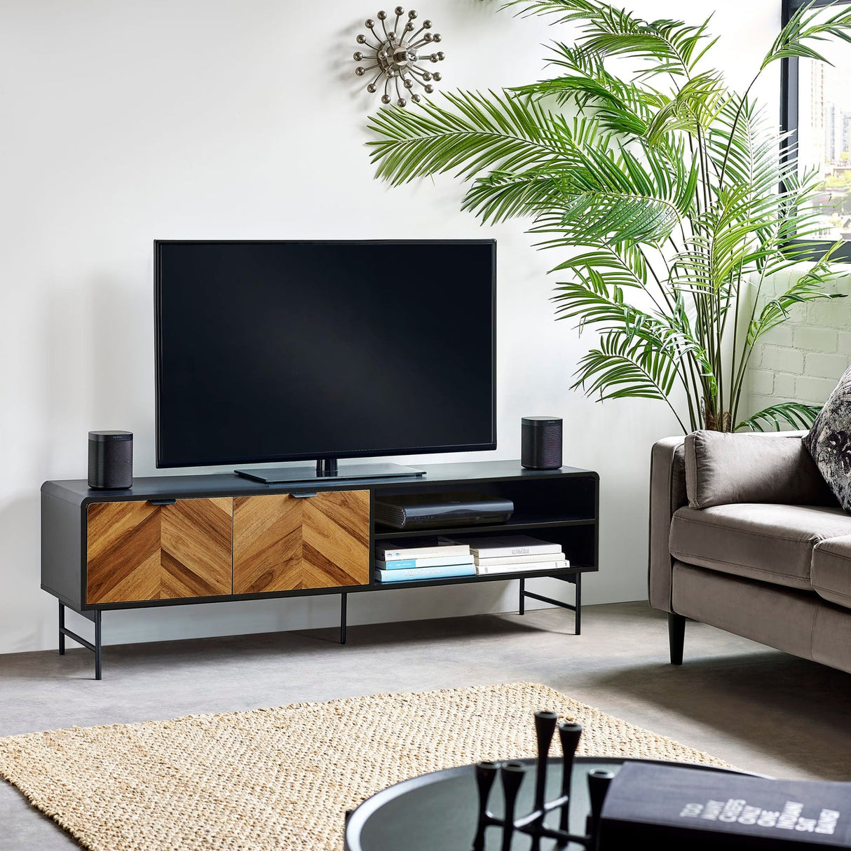 Wooden TV Stand With 2 Doors And 1 Shelf - Alvin