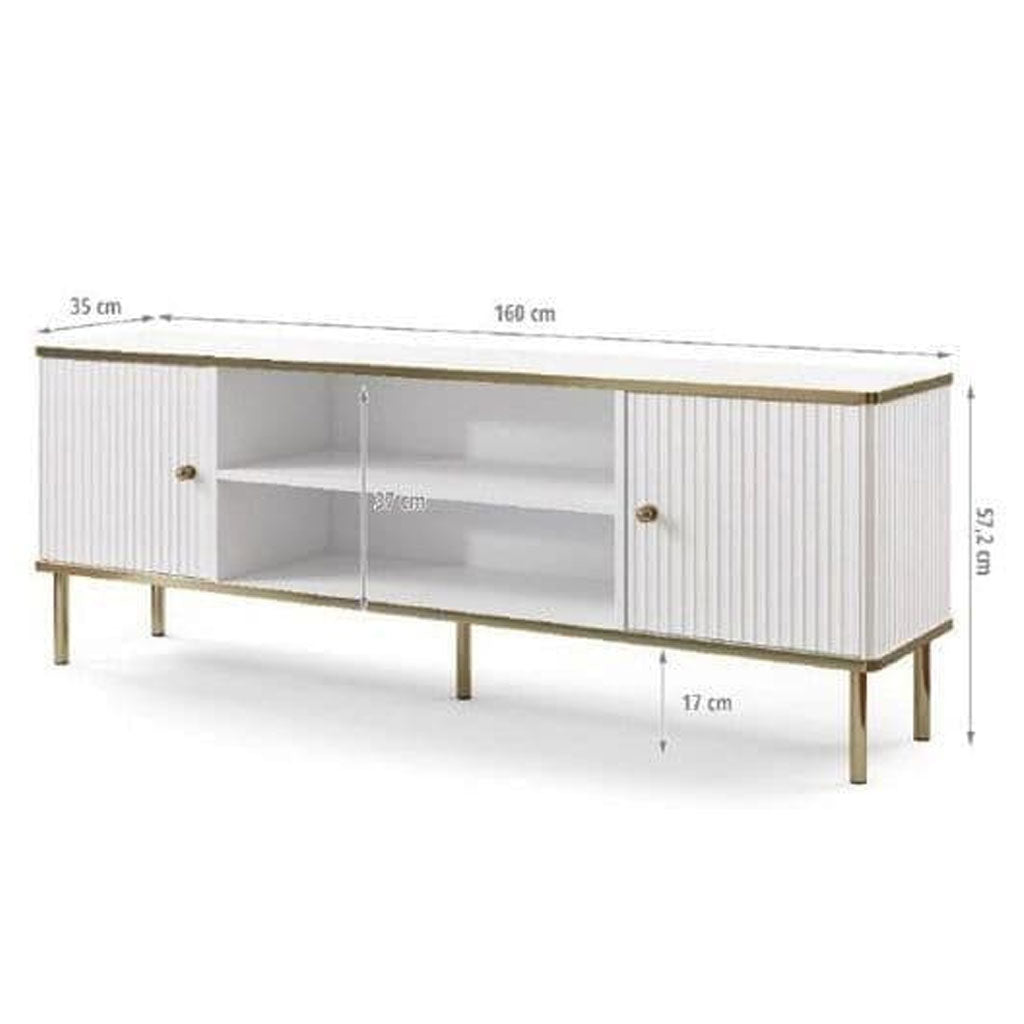 Wooden TV Stand With 2 Doors And 2 Shelves - Madison