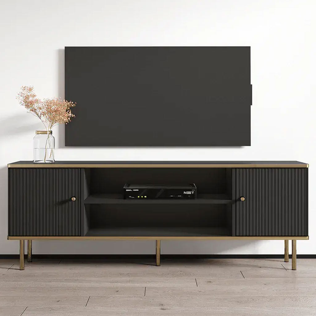 Wooden TV Stand With 2 Doors And 2 Shelves - Madison