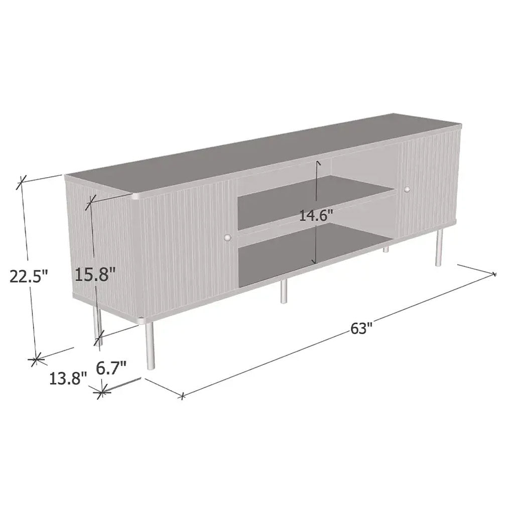 Wooden TV Stand With 2 Doors And 2 Shelves - Madison