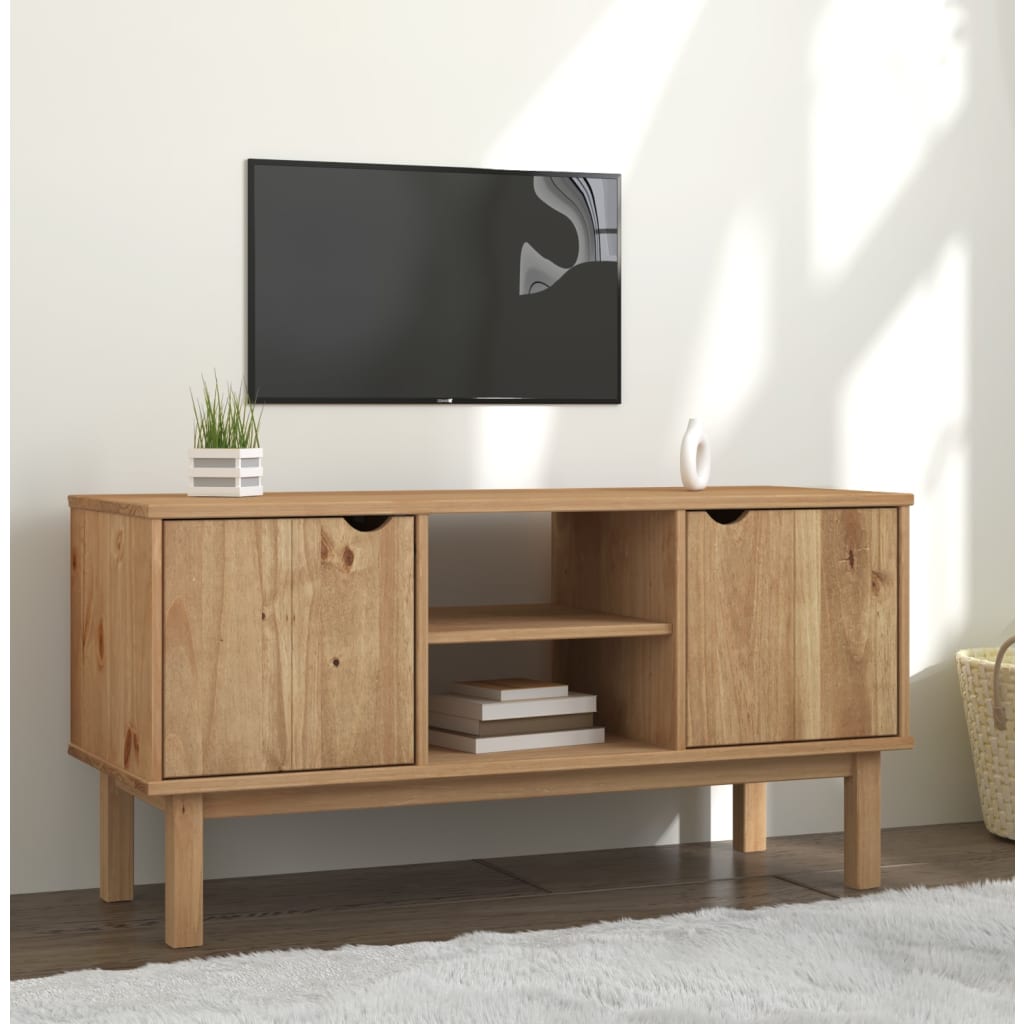 Wooden TV Stand With 2 Doors And 2 Shelves - Otta