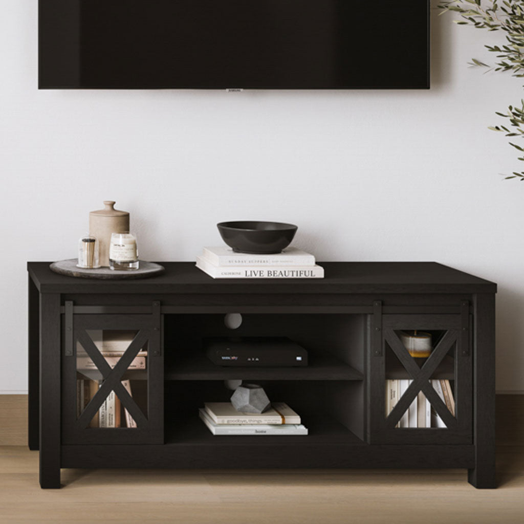 Wooden TV Stand With 2 Doors - Clover