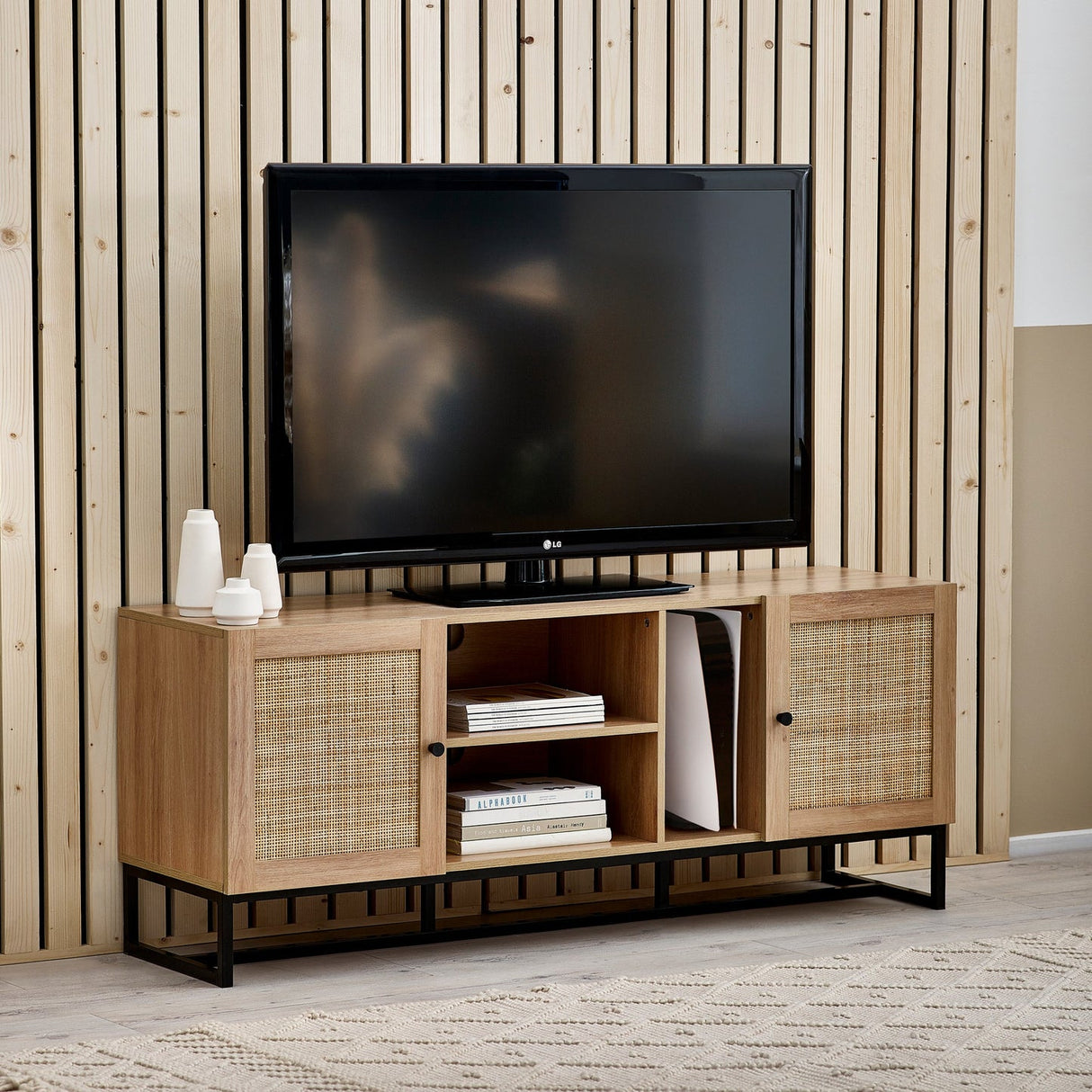 Wooden TV Stand With 2 Doors - Padstow