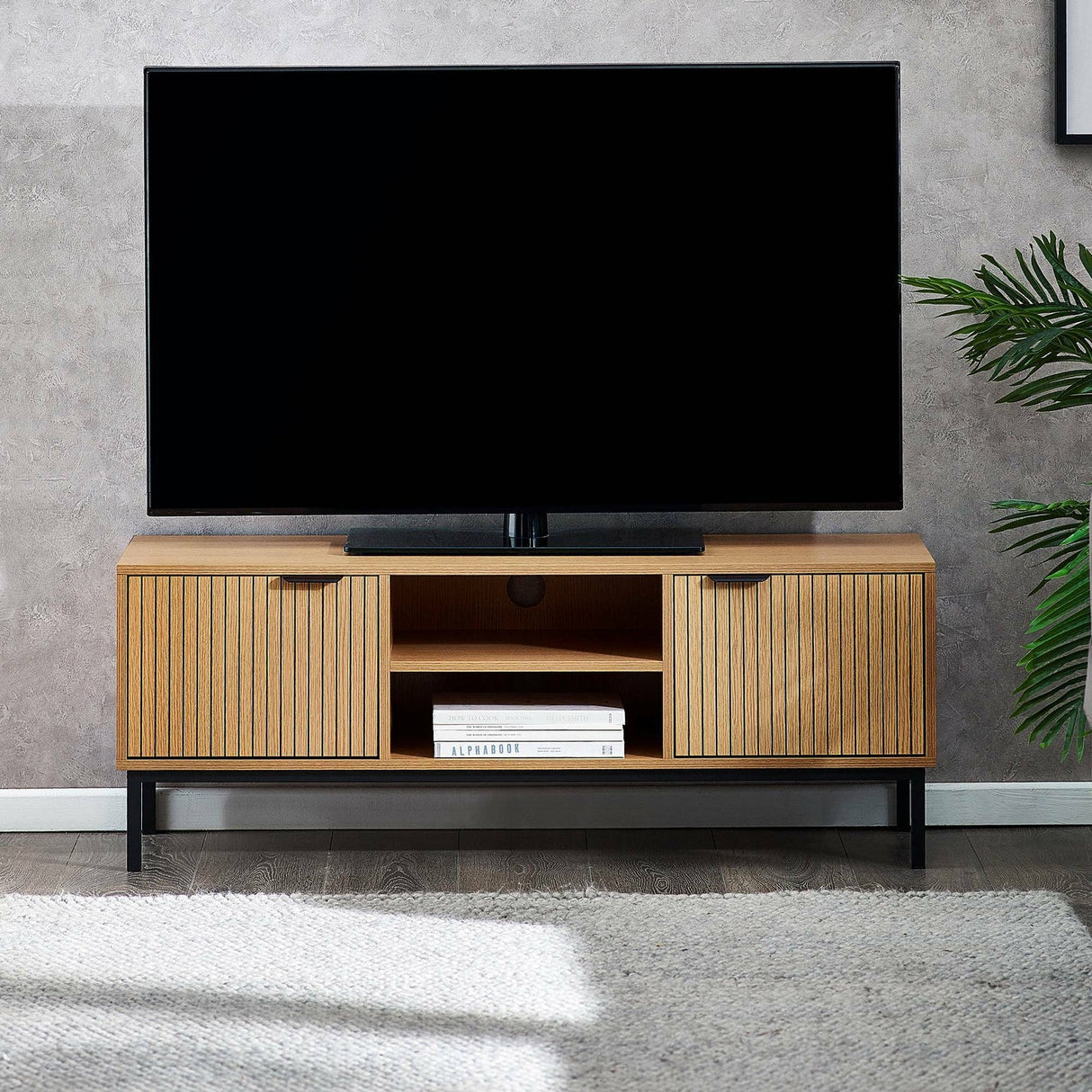 Wooden TV Stand With 2 Doors - Sia