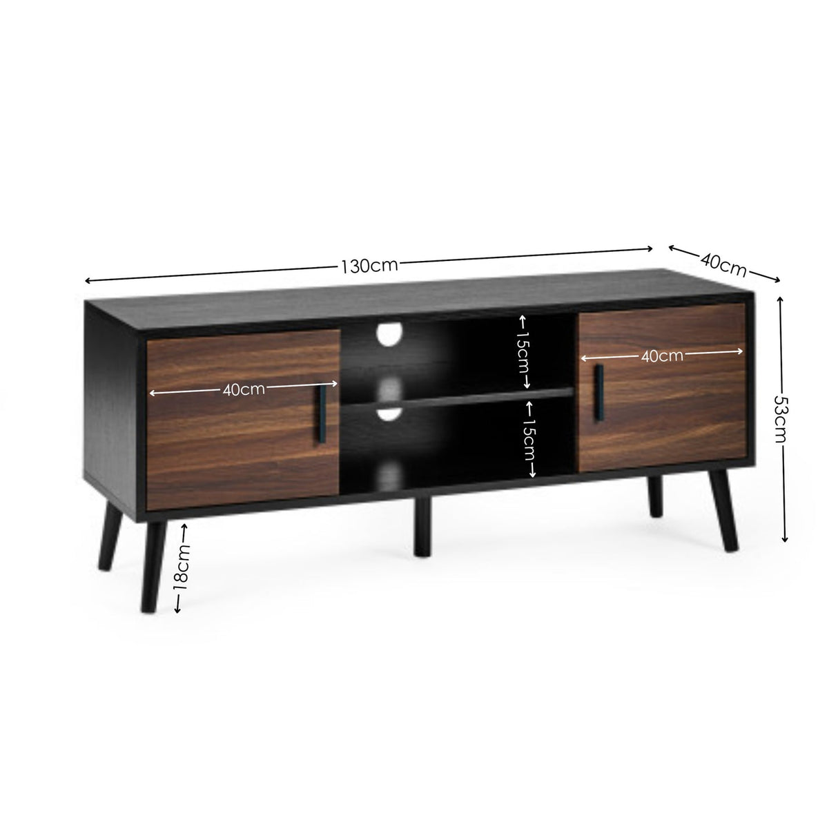 Wooden TV Stand With 2 Doors - Trent