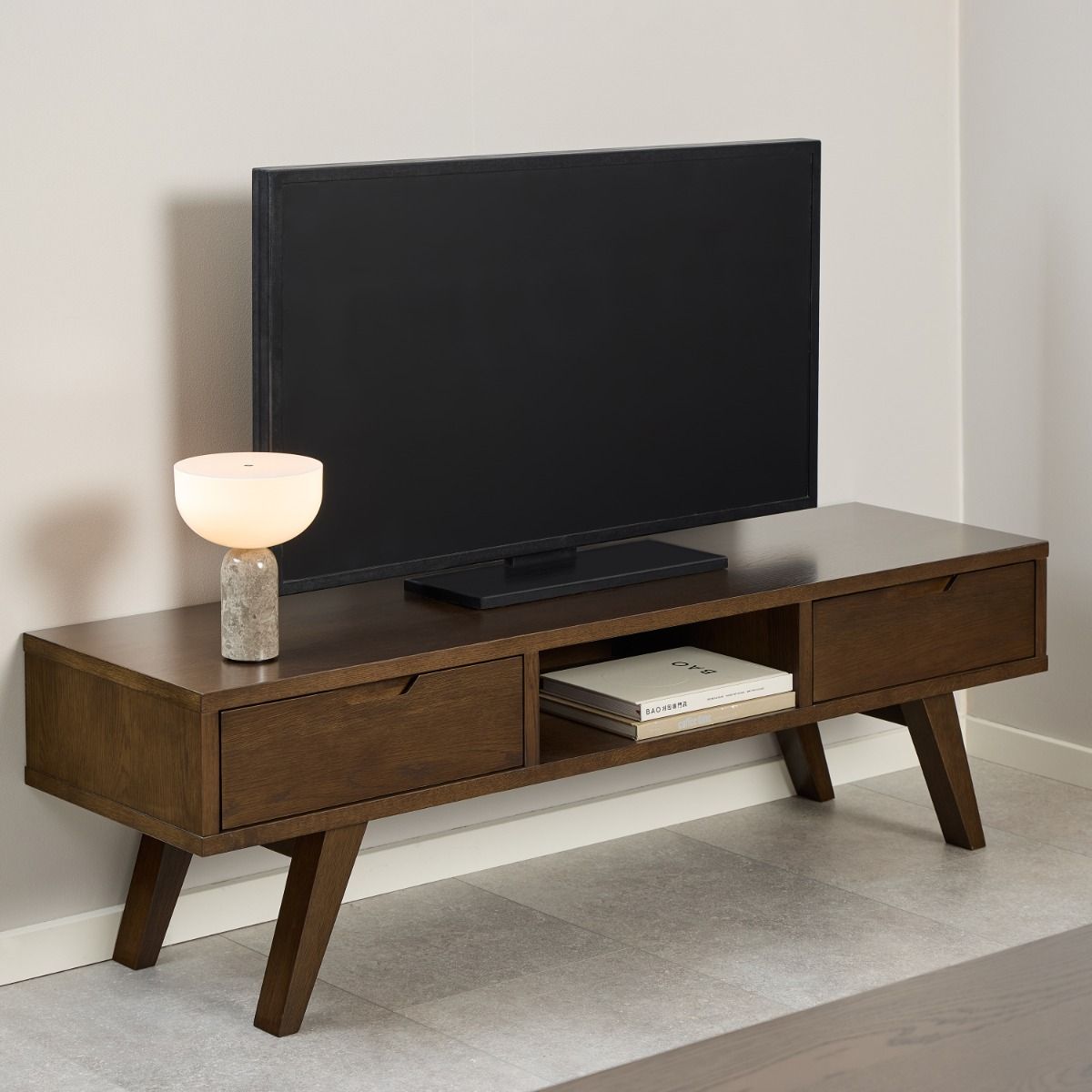 Wooden TV Stand With 2 Drawers - A-Line