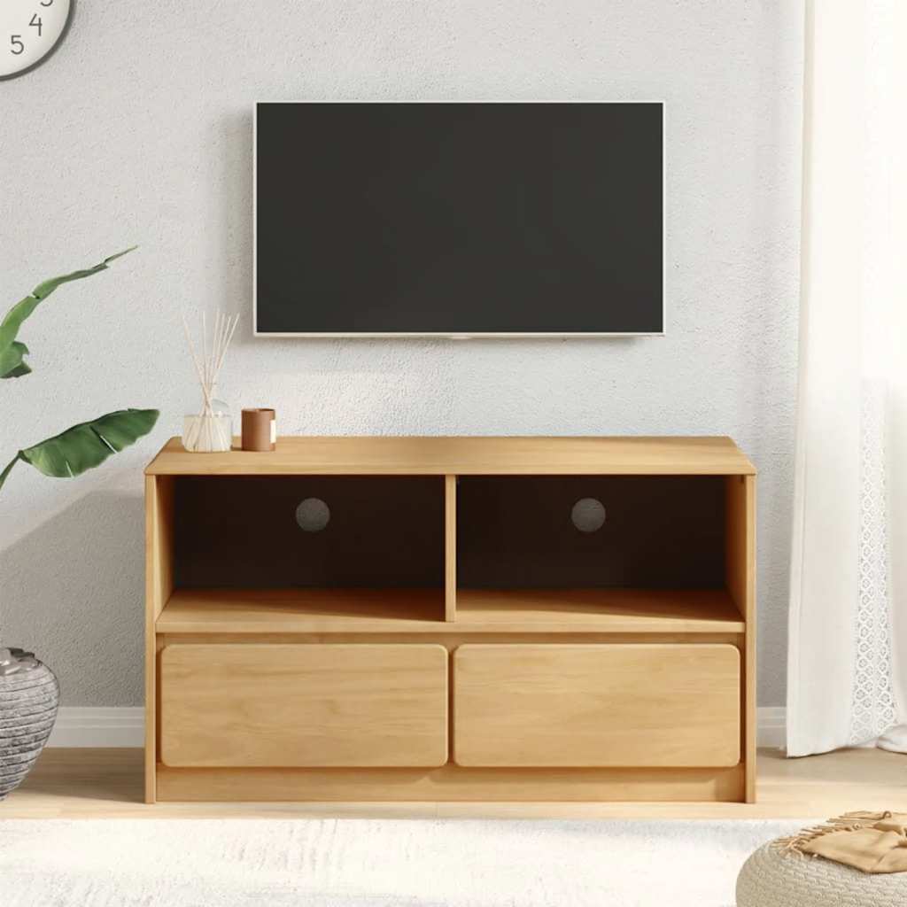 Wooden TV Stand With 2 Drawers And 2 Shelves - Sauda