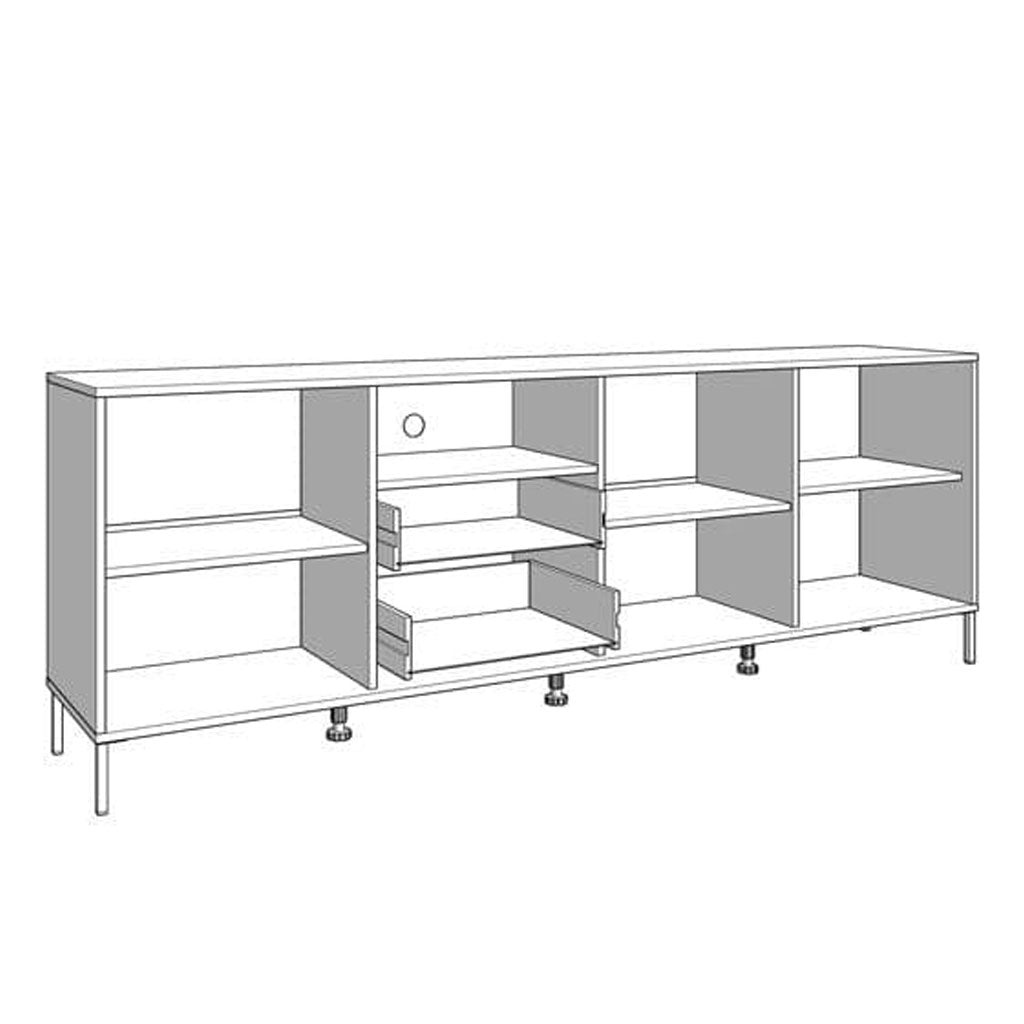 Wooden TV Stand With 3 Doors And 2 Drawers - Clinton