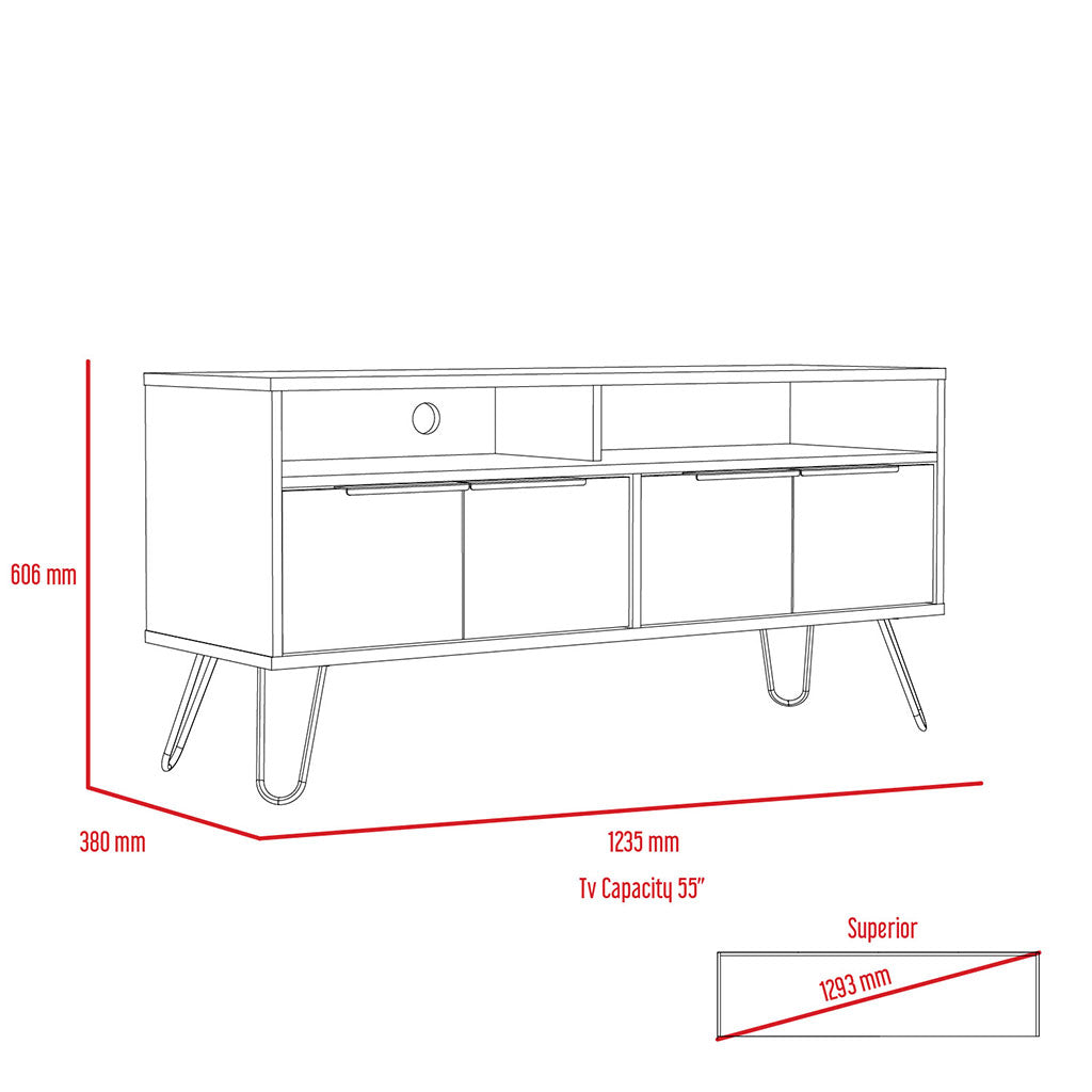 Wooden TV Stand With 4 Doors - Nevada