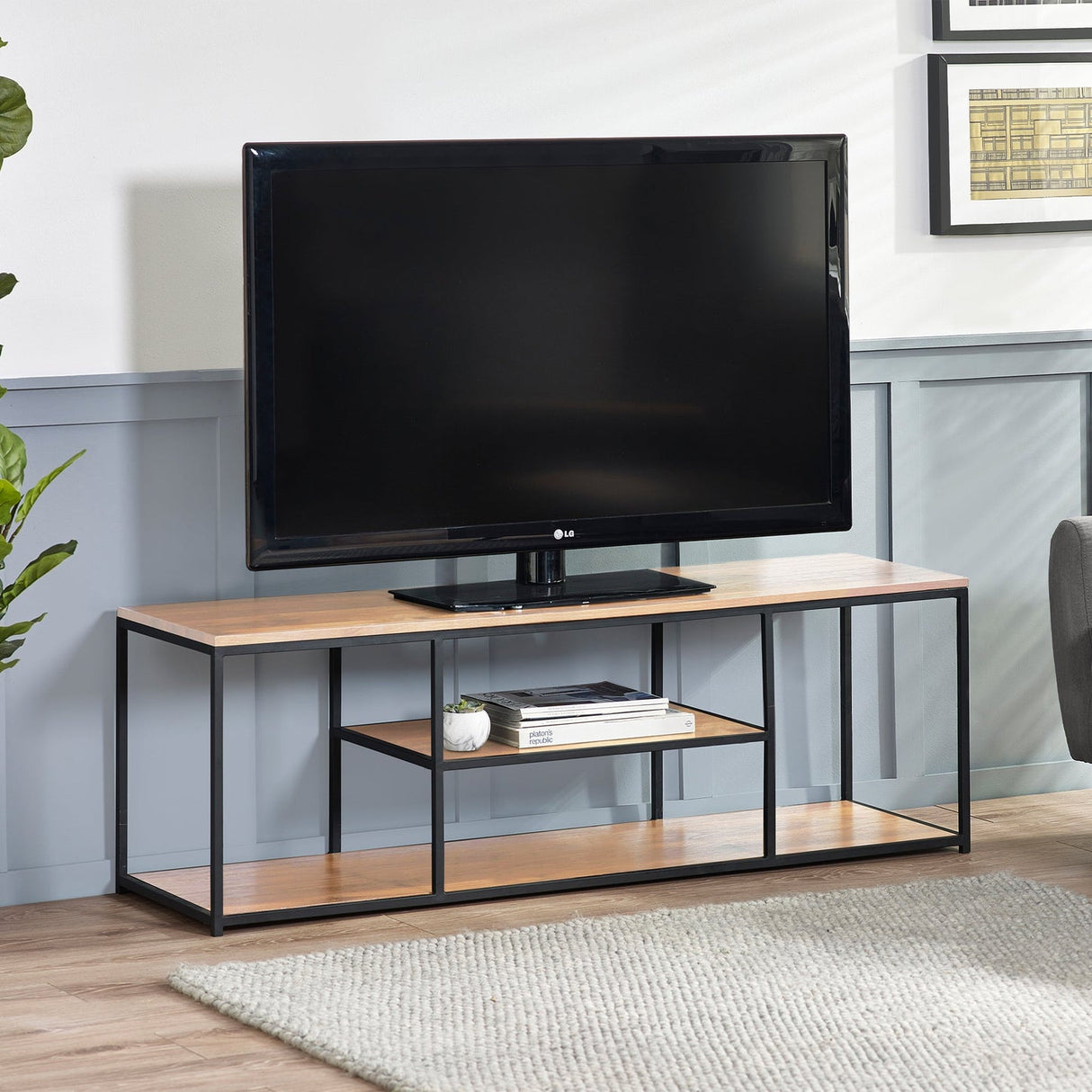 Wooden TV Stand With Metal Frame - Tribeca