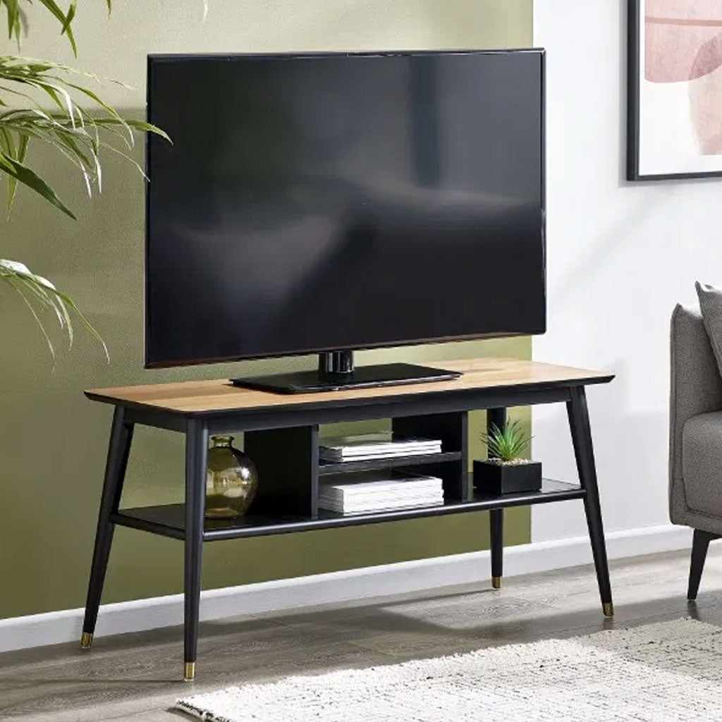 Wooden TV Stand With Shelves - Findlay