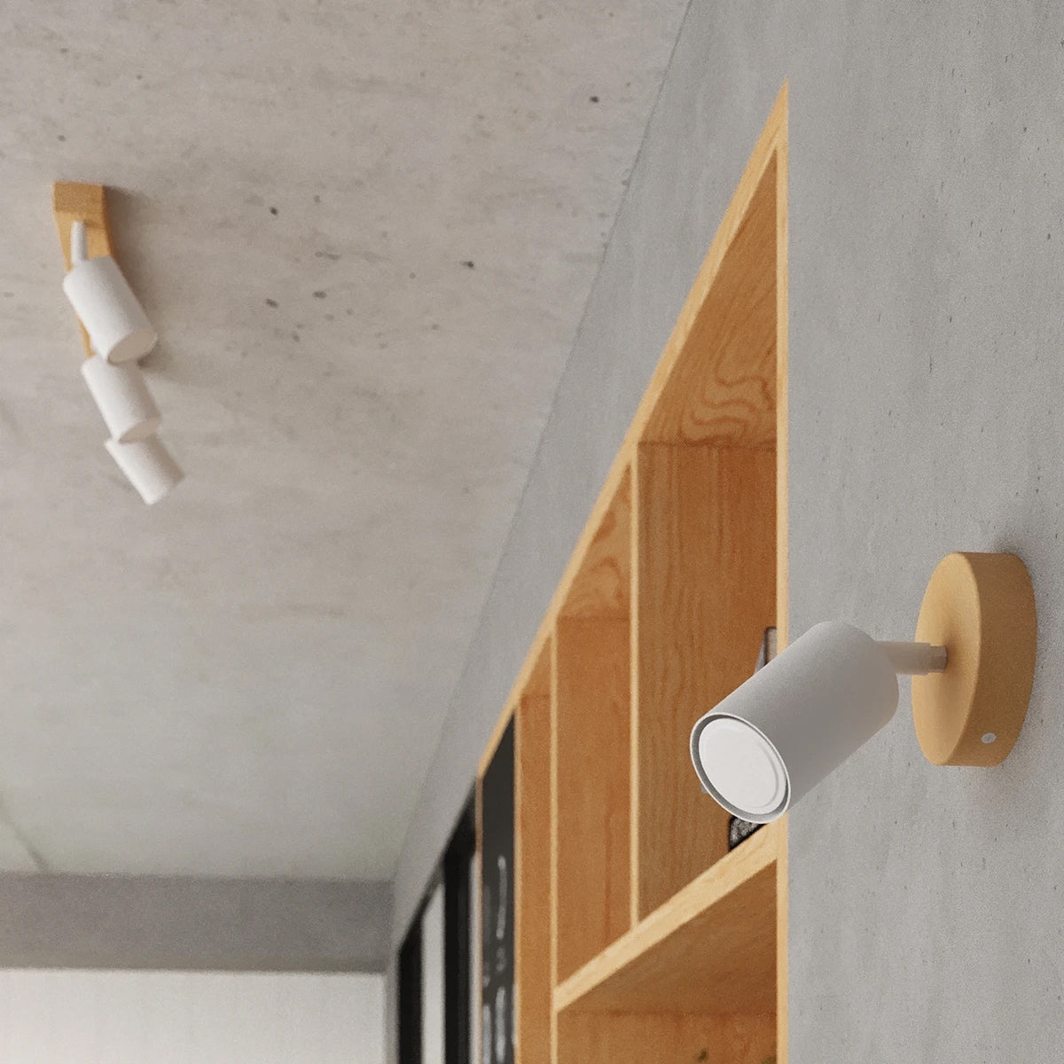 Wooden Wall Light With Steel Verdo Lamp - Peach Puff