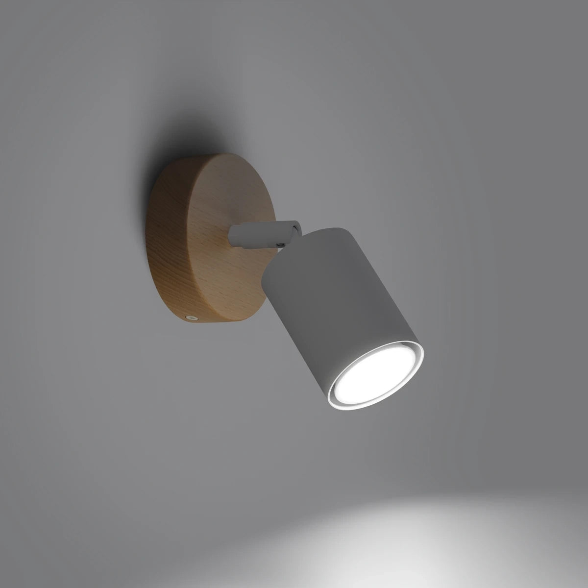 Wooden Wall Light With Steel Verdo Lamp - Peach Puff