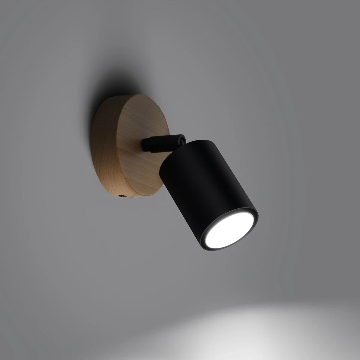 Wooden Wall Light With Steel Verdo Lamp - Peach Puff