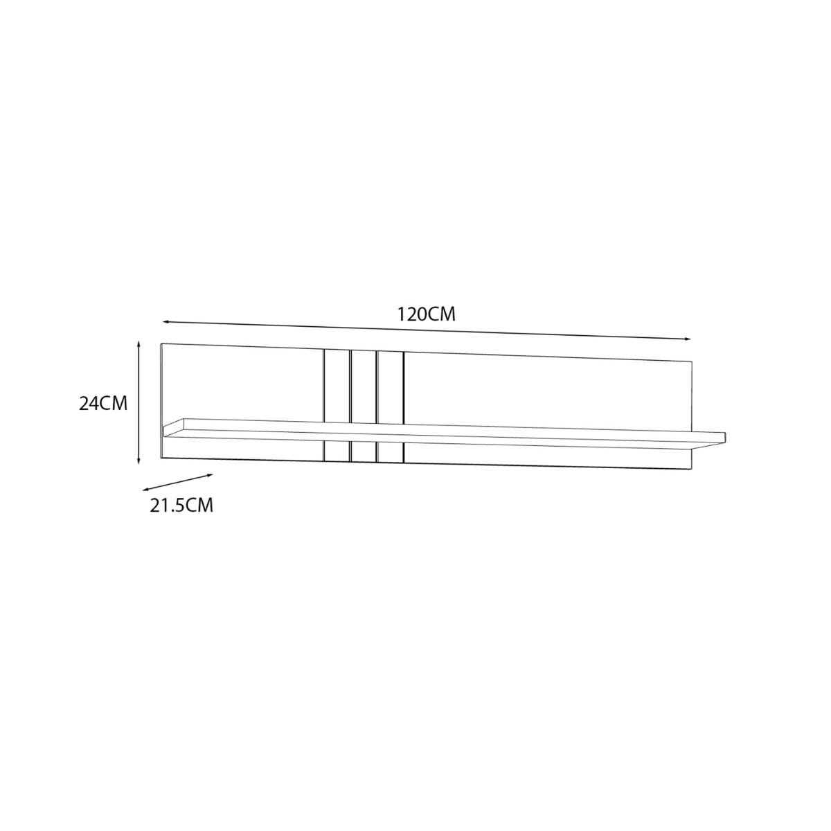 Wooden Wall Shelf 120cm Wide - Grafton