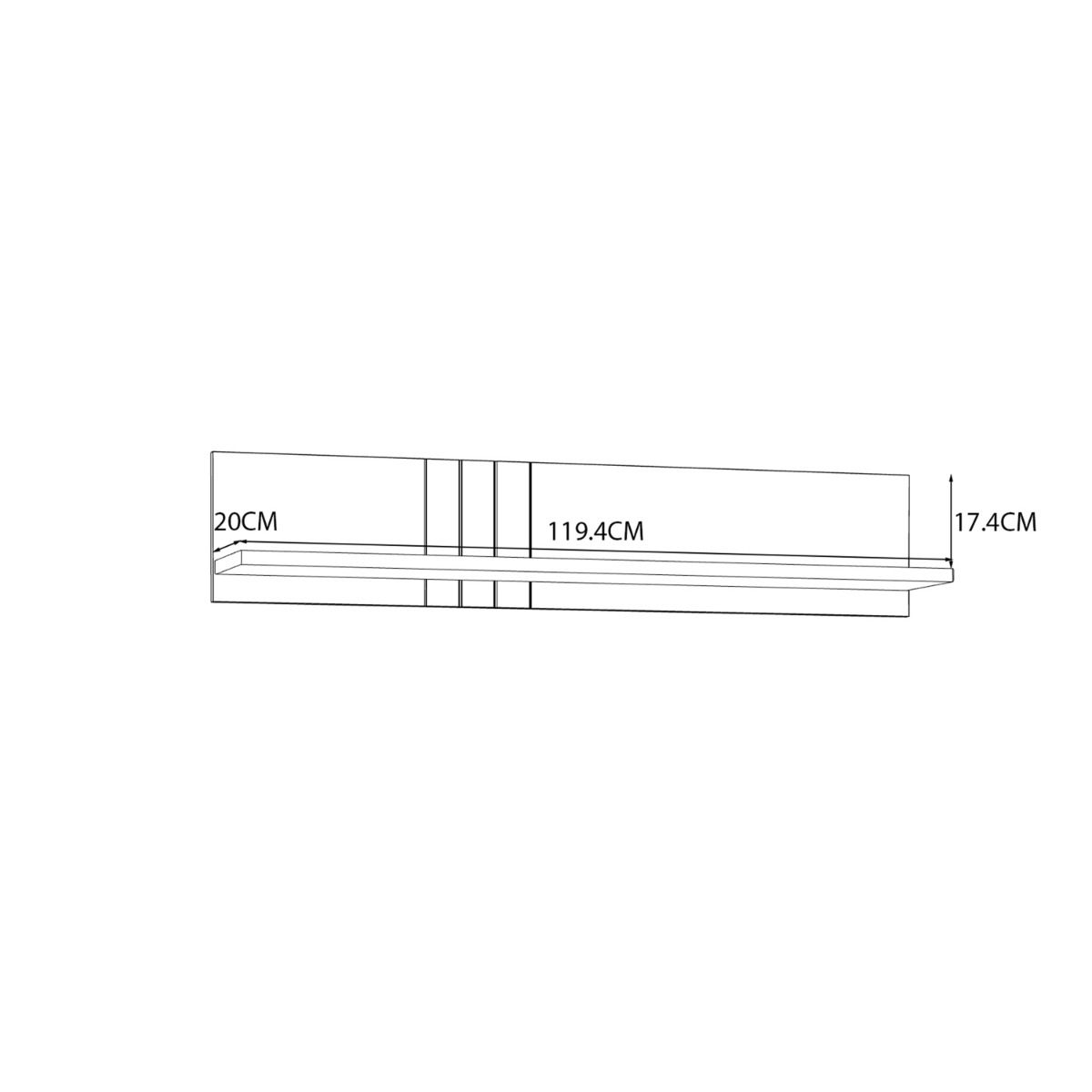 Wooden Wall Shelf 120cm Wide - Grafton