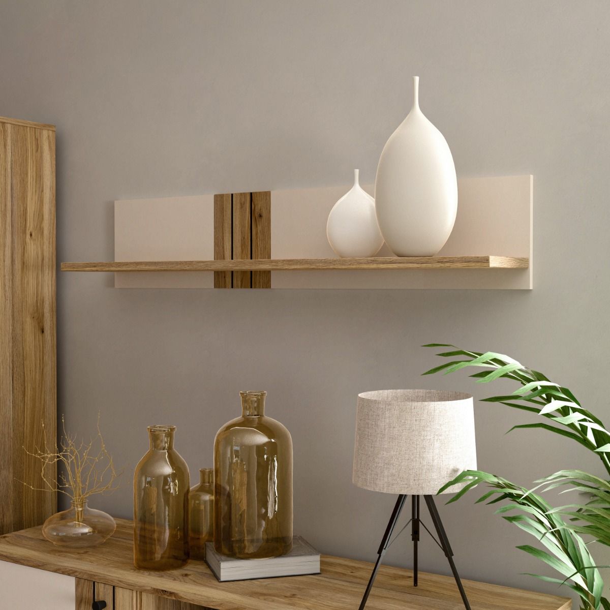 Wooden Wall Shelf 120cm Wide - Grafton
