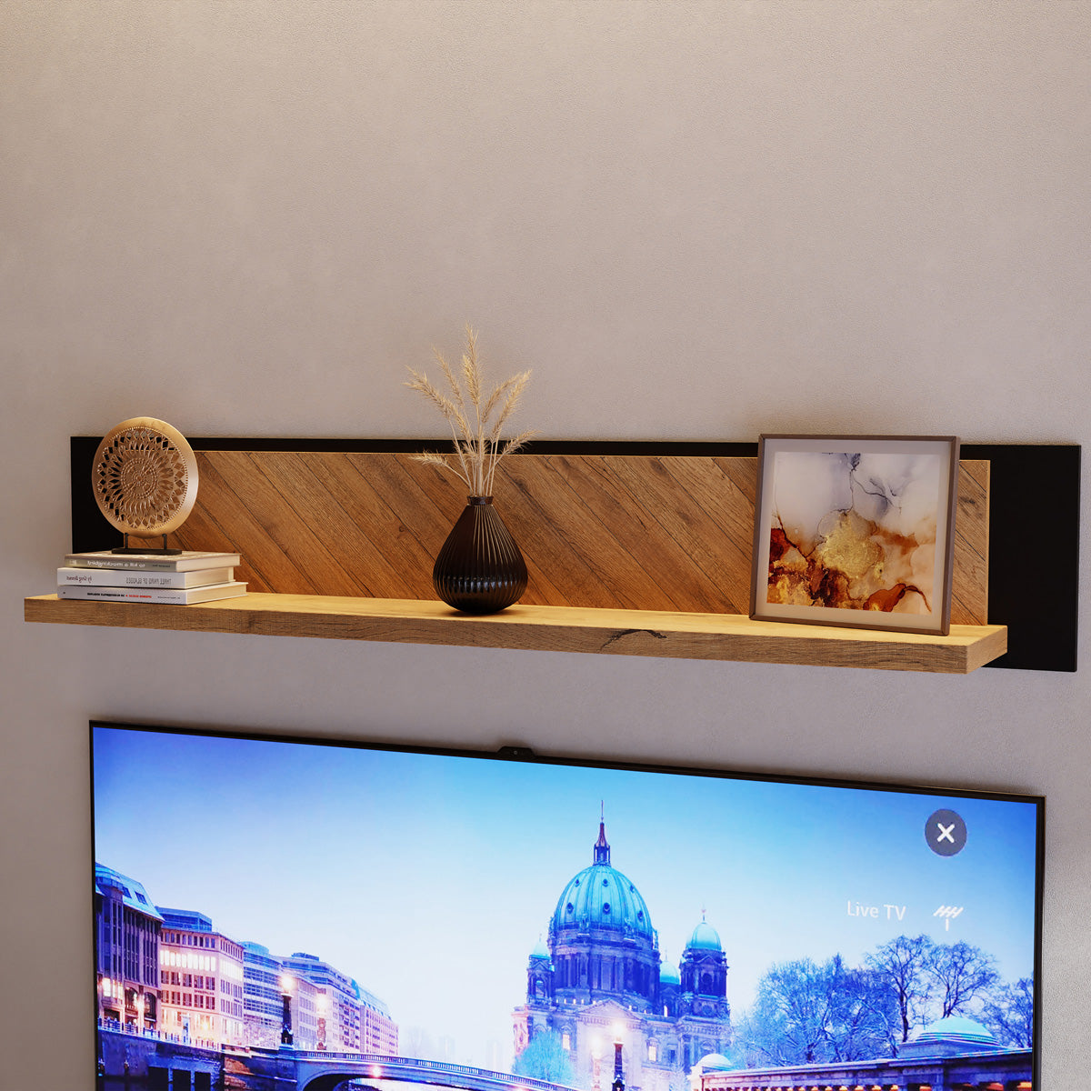 Wooden Wall Shelf 140cm Wide - Nikomedes